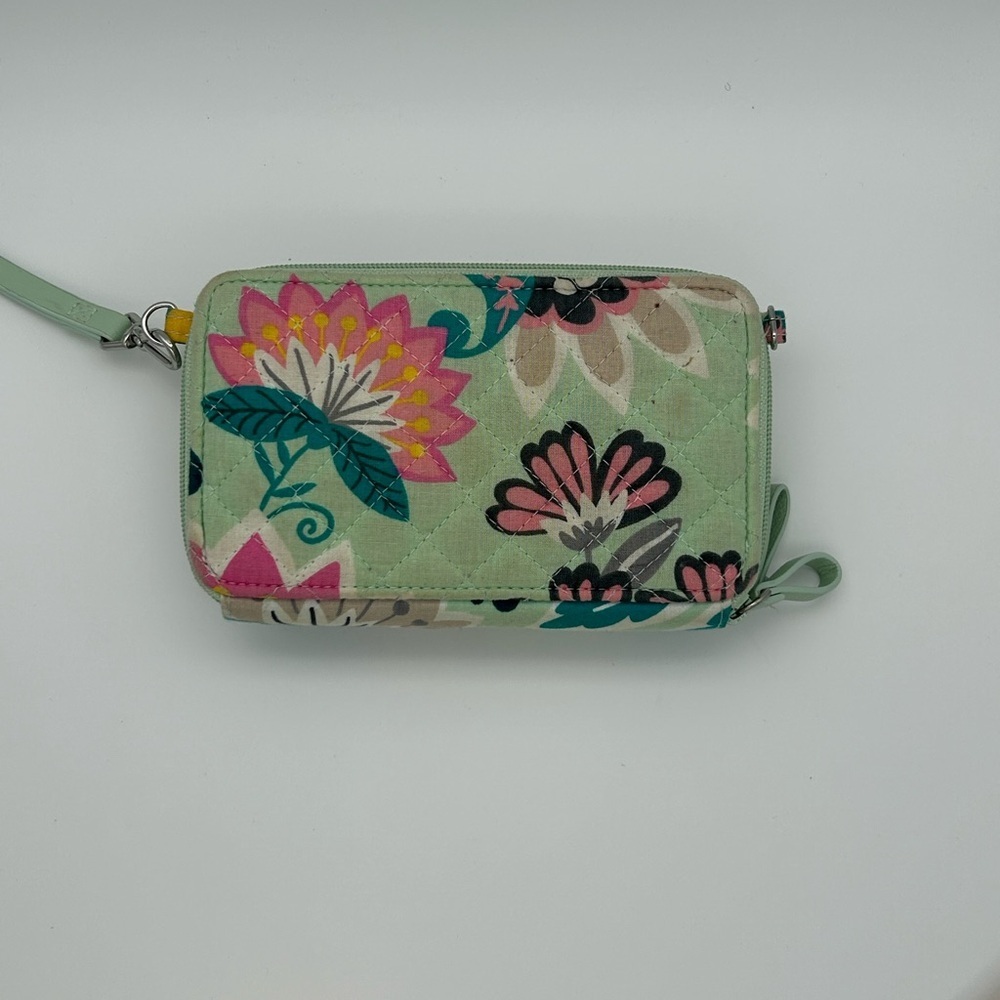 Vera Bradley Mint Green and Pink Floral Wristlet - Picture 3 of 6